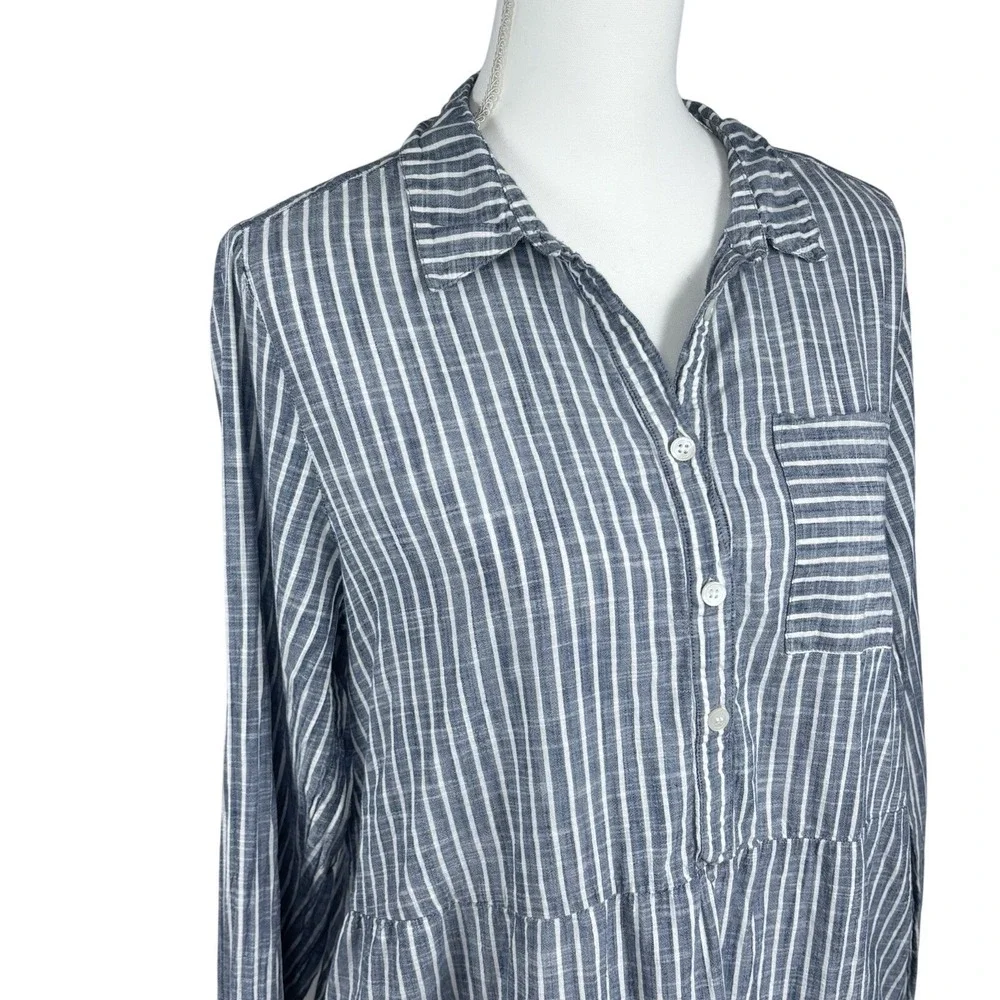Michael Stars 100% Cotton Shirt Dress Womens ‎ Sz L Button Up Tunic Long Sleeve - Picture 4 of 7
